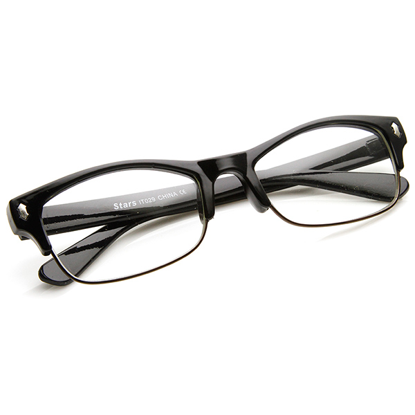 Casual Fashion Horned Rim Half Frame Rectangle Clear Lens Horn Rimmed Glasses Ebay 