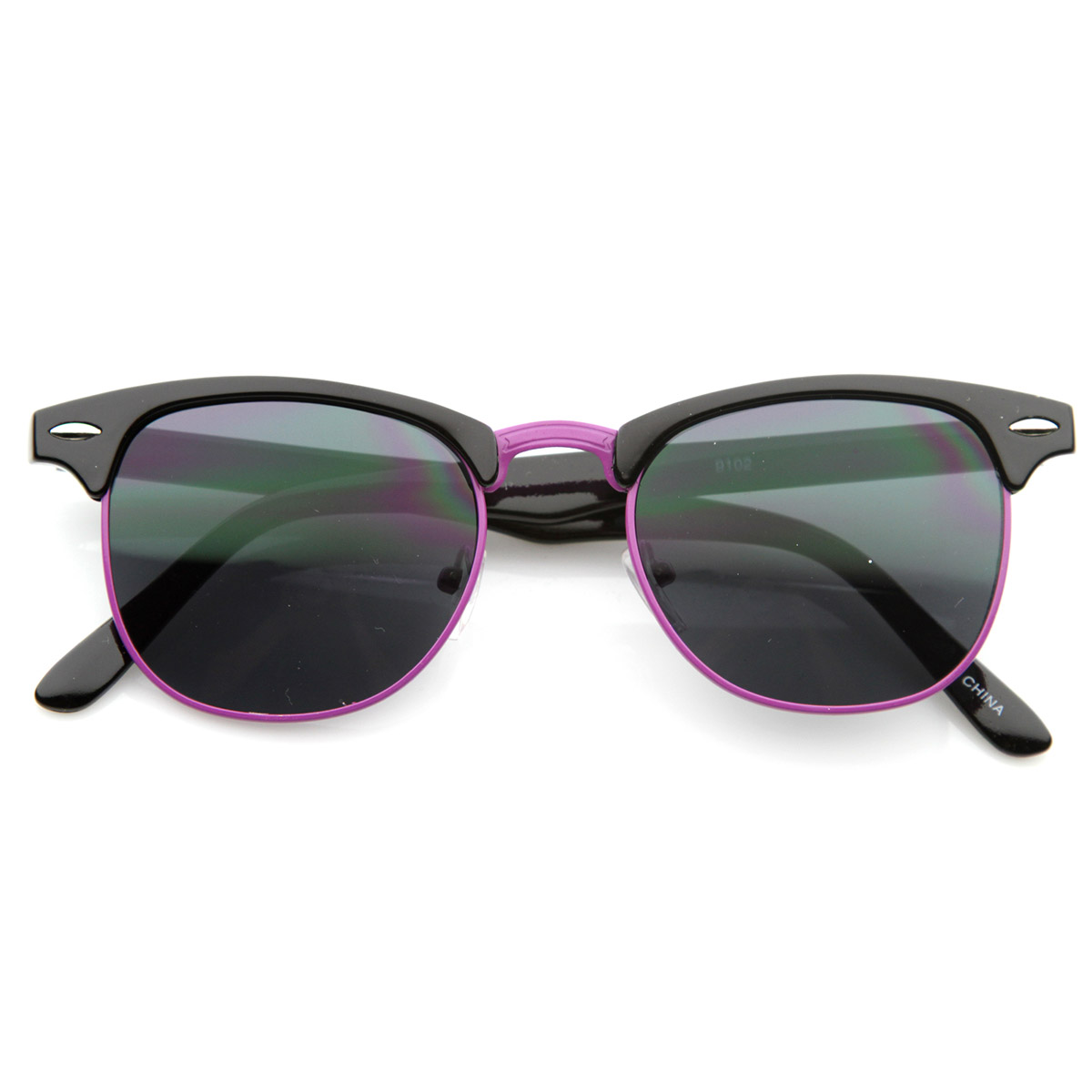 Classic Retro Fashion Colorful Half Frame Horn Rimmed Style Sunglasses 