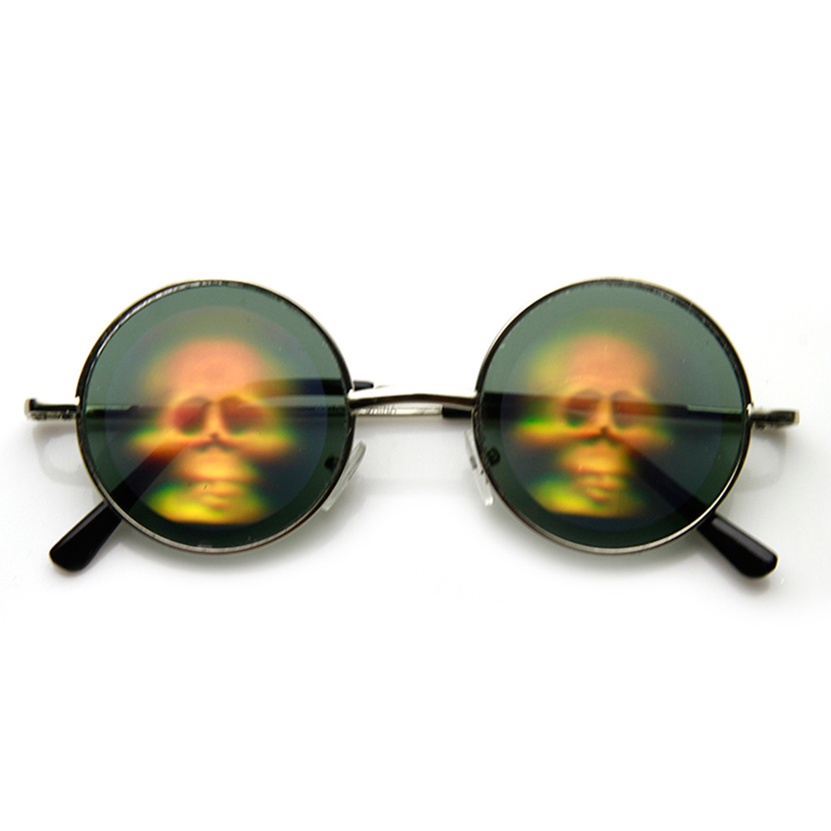 Hologram Holographic Illusion Poker Face Metal Round Sunglasses | eBay