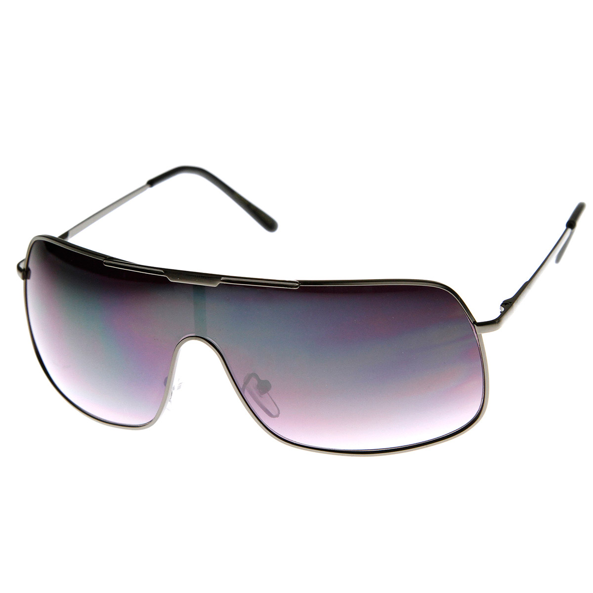 Color Mirror Single Lens Metal Wraparound Shield Sunglasses | eBay